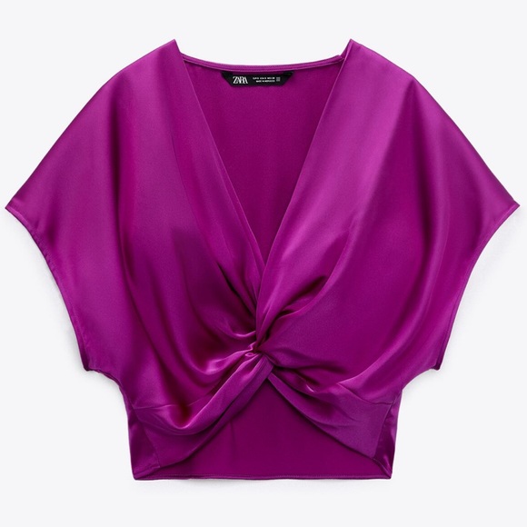Zara Tops Zara Knotted Satin Effect Top Poshmark